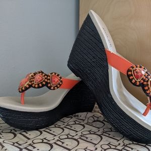 NEVER WORN Beaded Wedge Sandals